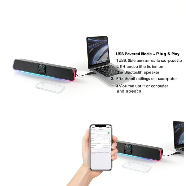 BUSP-HYY Computer Speakers Black ABS Material-2