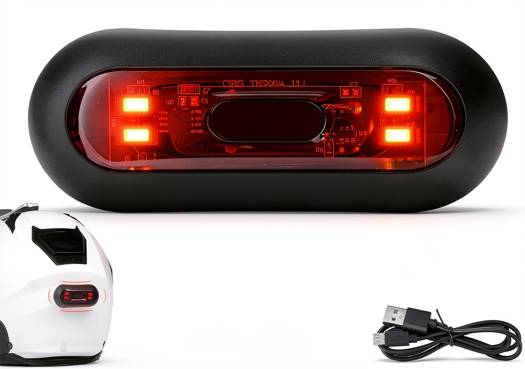 Installing JIAN BOLAND Red LED Bike Helmet Light on a wooden desk