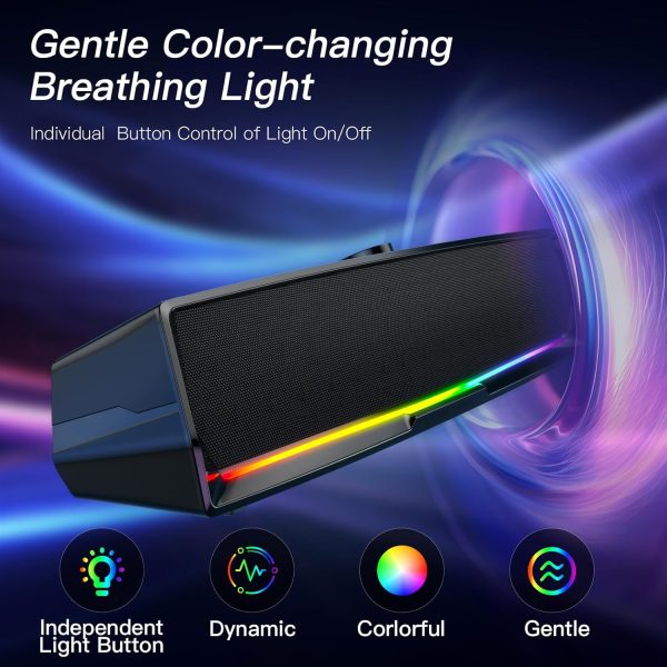 LENRUE Black Fabric Computer Speaker System-3