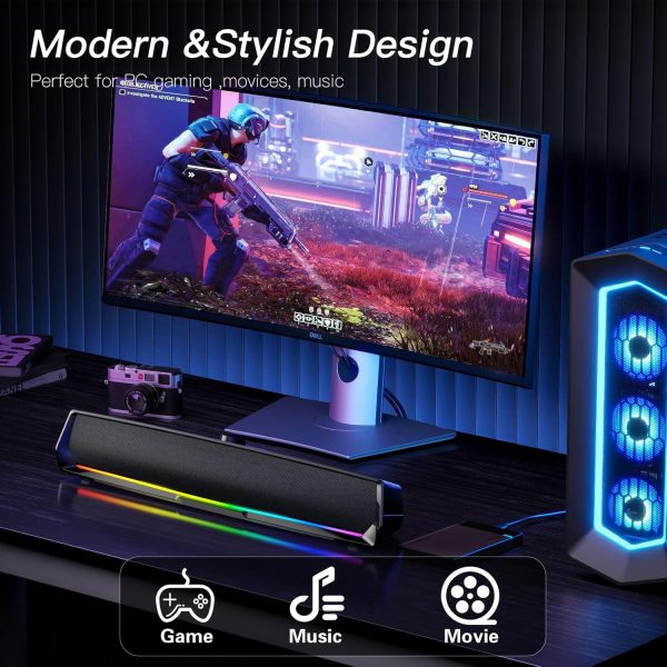 LENRUE Black Fabric Computer Speaker System-5