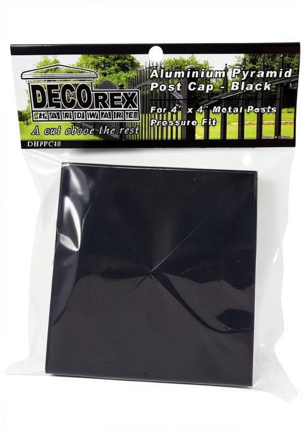 4" x 4" Aluminium Pyramid Post Cap for Metal Posts - Pressure Fit - Black-2