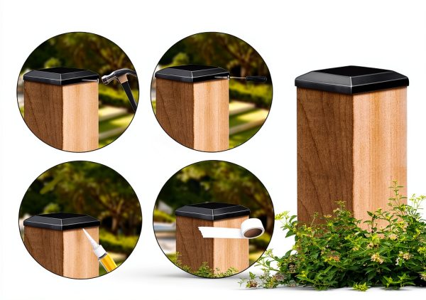 Fence Post Caps TonGass 6x6 Black Plastic 6-Pack Durable UV Proof-4