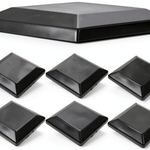 Fence Post Caps TonGass 6x6 Black Plastic 6-Pack Durable UV Proof-0