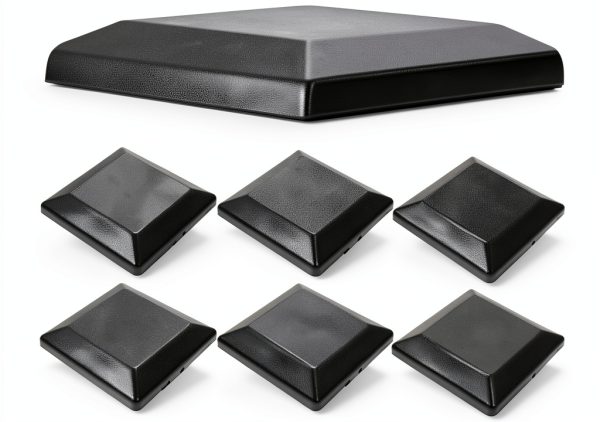 Fence Post Caps TonGass 6x6 Black Plastic 6-Pack Durable UV Proof-0