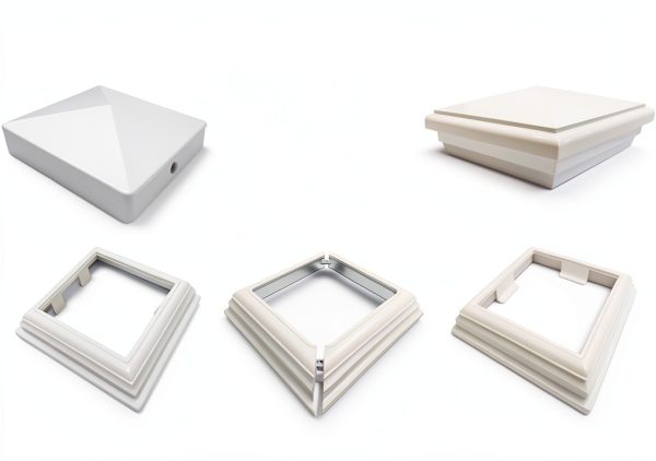 Vinyl Fence Post Cap 4x4 White PVC 4 Pack Pyramid Style by Aiwaiufu-6
