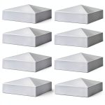 Taiyin 12 Pcs Pyramid White PVC Vinyl Post Top Caps for Deck & Fence-0