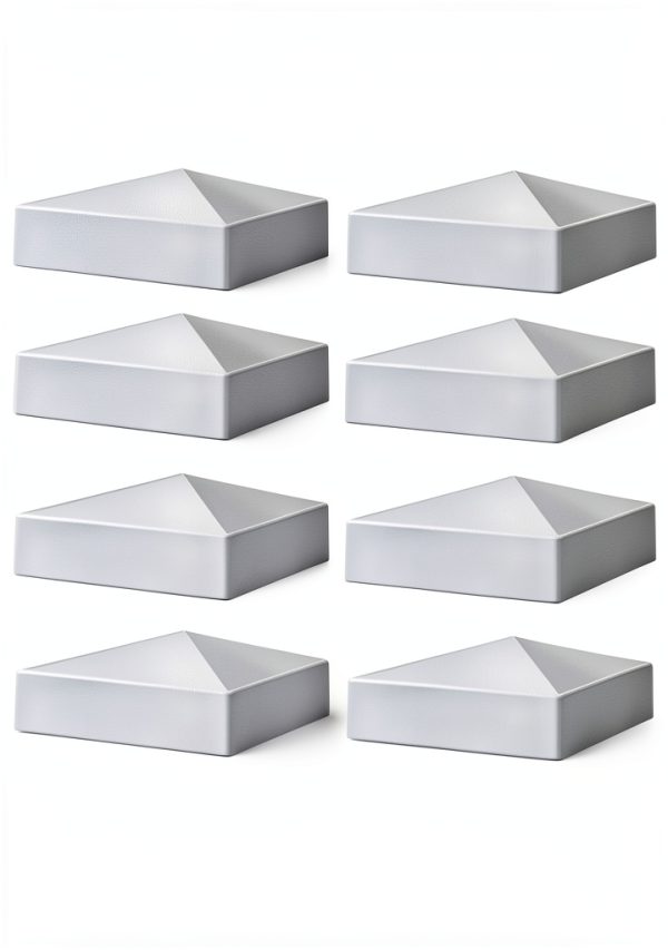 Taiyin 12 Pcs Pyramid White PVC Vinyl Post Top Caps for Deck & Fence-0