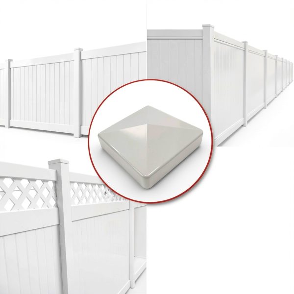 Vinyl Fence Post Cap 4x4 White PVC 4 Pack Pyramid Style by Aiwaiufu-5