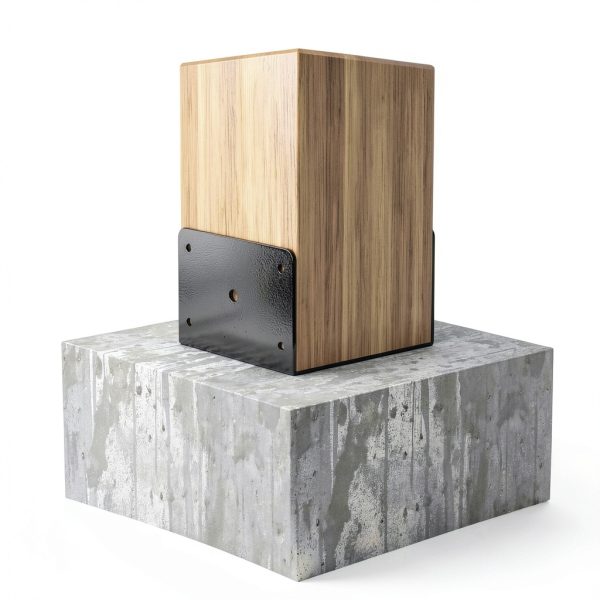 6x6 Concrete Post Base FMhotu Deck Brackets with 3 Anchor Rods-5