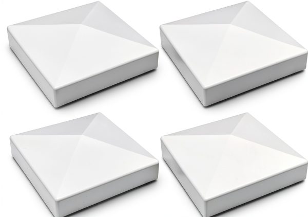 Vinyl Fence Post Cap 4x4 White PVC 4 Pack Pyramid Style by Aiwaiufu-0