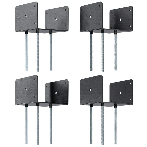6x6 Concrete Post Base FMhotu Deck Brackets with 3 Anchor Rods-0
