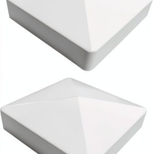 Pyramid Style Fence Post Cap by Aiwaiufu - White PVC 4in x 4in 2 Pack-0