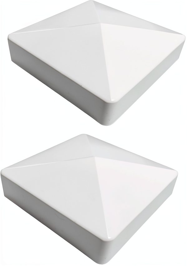 Pyramid Style Fence Post Cap by Aiwaiufu - White PVC 4in x 4in 2 Pack-0